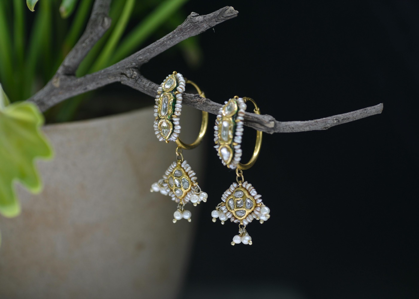 Artisan gold earrings